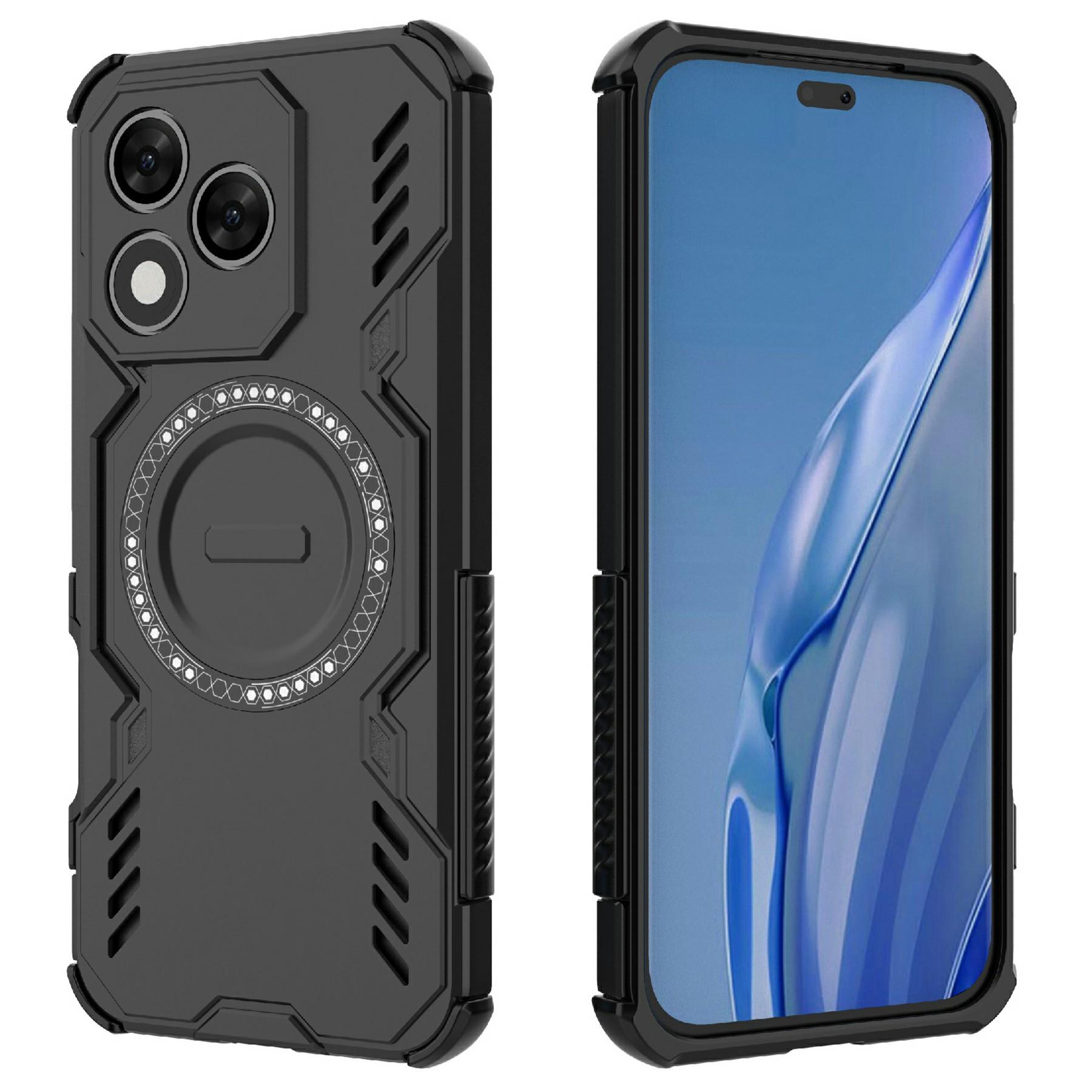 

Для Honor 400 Lite Магнітний Чохол Метелик Броня Порожнистий Відвід Тепла PC+TPU Чохол для Телефону Black