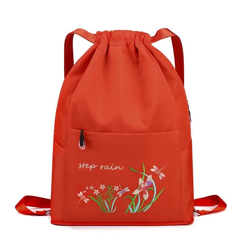 Women Floral Printed Backpack Casual Drawstring Folding Rucksack Fashion Waterproof Nylon Bag Large Capacity Mochila 2023