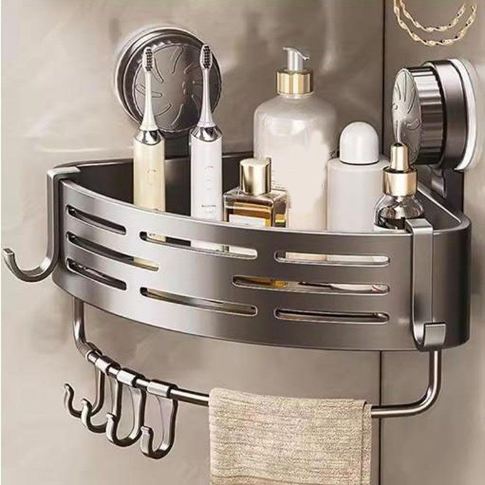 Wall Mounted Suction Cup Triangle Storage Rack Plastic Suction Cup Shower Shelf  Bathroom