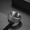 Mesh Braided Cast Titanium Steel Ring, Men'S Personalized Circle Stainless Steel Ring, Vintage Ring