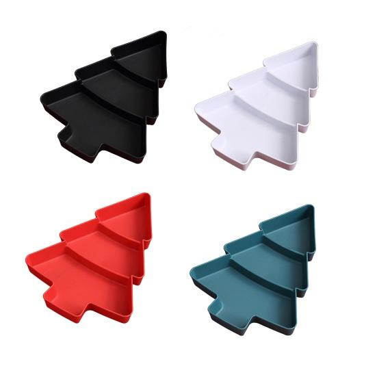 Vánoční stromek Dělený podnos na svačinu Plastová servírovací mísa na ovoce ořechy cukroví Stohovatelný talíř na jídlo na sváteční večírky Prostorově úsporný kuchyňský organizér