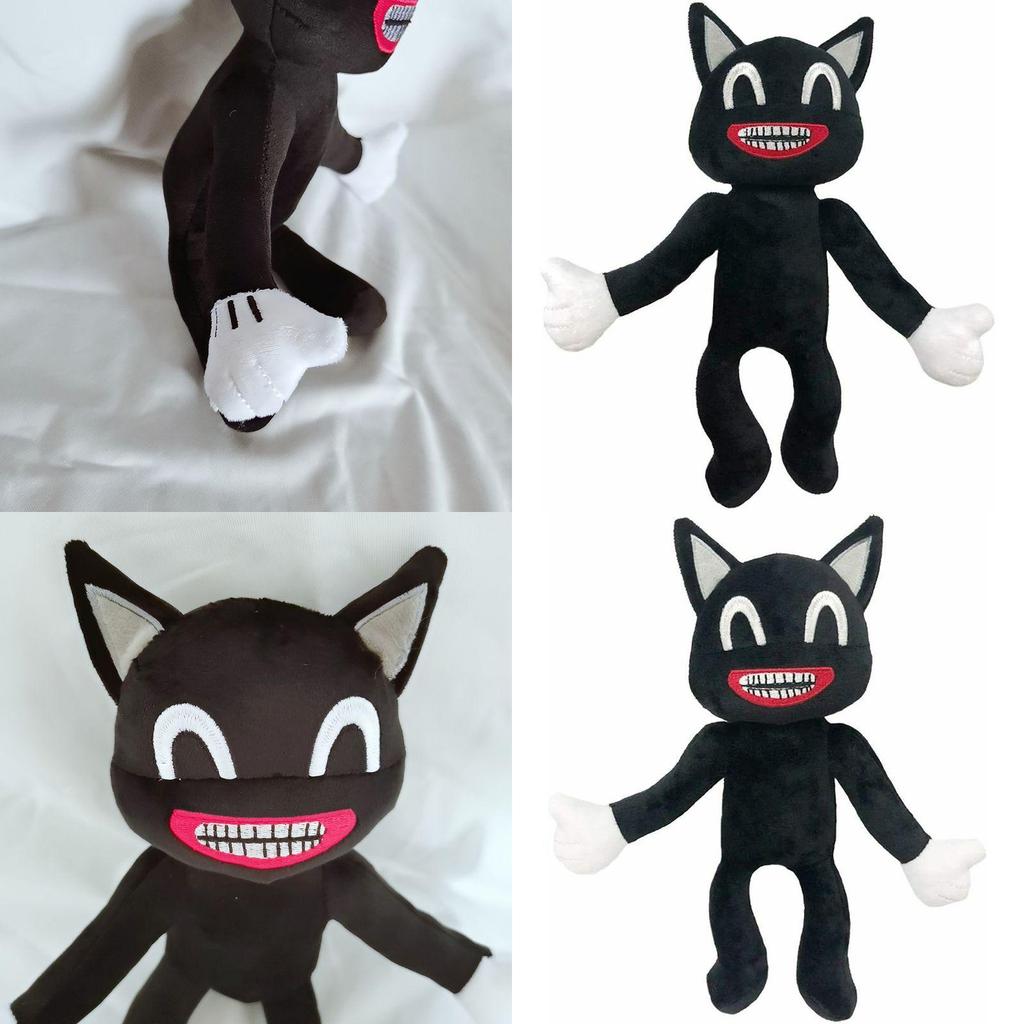 Adorable Black Cartoon Cat Plush Toy Stuffed Doll Perfect For Halloween Decorations