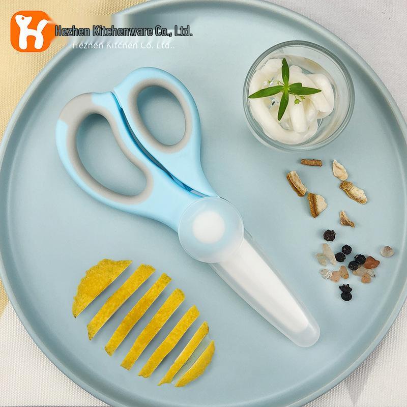 Portable Ceramic Baby Food Scissors with Sheath - Kitchen Tool for Safe Food Prep