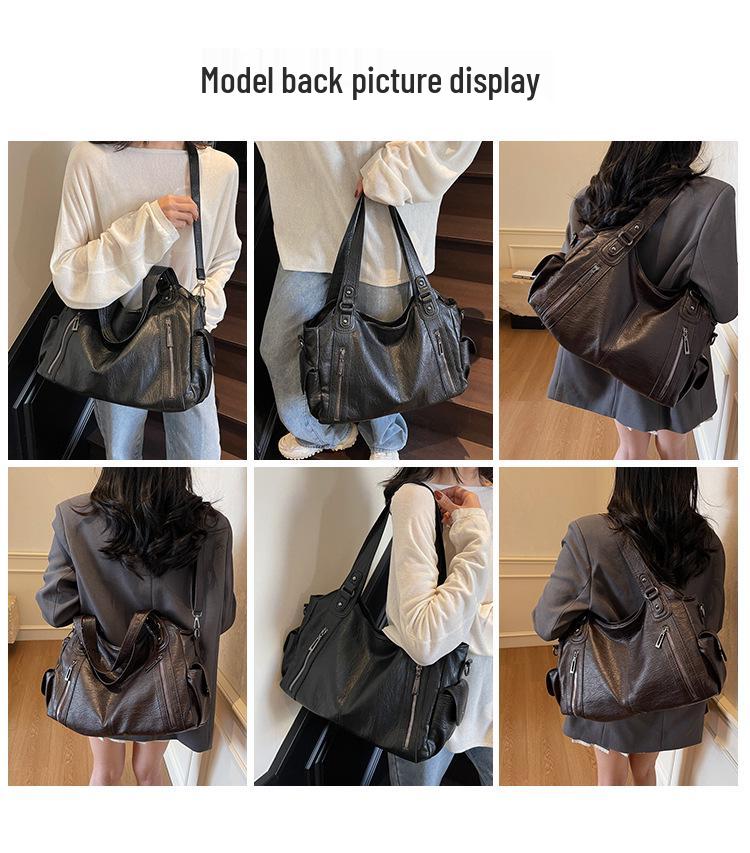 2025 Trendy Women's Retro-Style Tote: Large Capacity, Simple, Versatile, Single Shoulder & Crossbody Handbag.