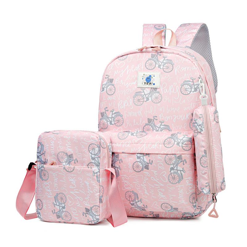 New Simple Backpack Three-piece Large Capacity Travel Backpack Junior High School Student Fashion Versatile Student Bag