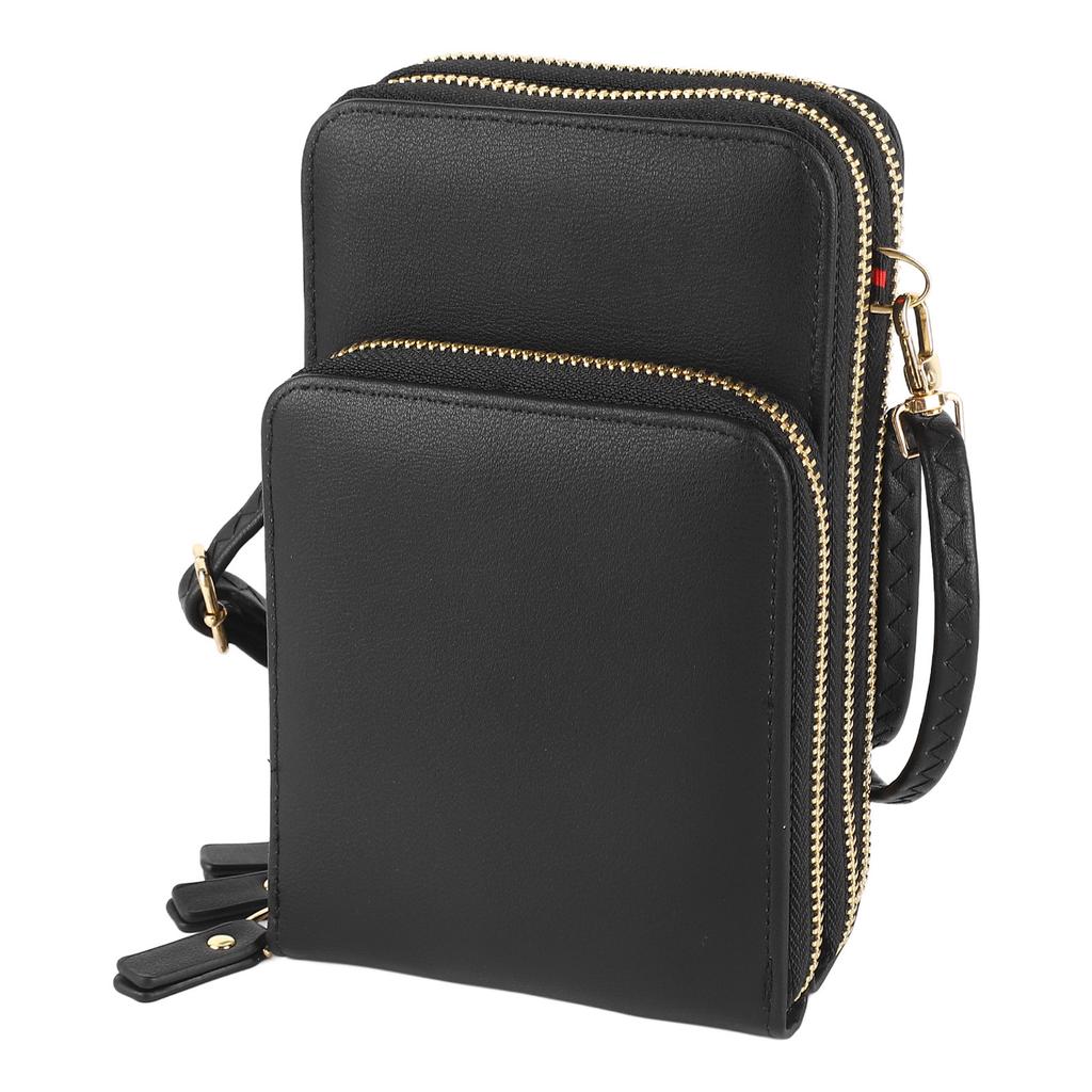 Phone Holder Purse Touch Screen Multi Layers PU Leather Single Shoulder Strap Phone Bag for Women