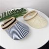 Empty Hat Children's Face Hat Ins Sunscreen Sun Hat Korean Elastic No Top Straw Hat Travel Striped Beach