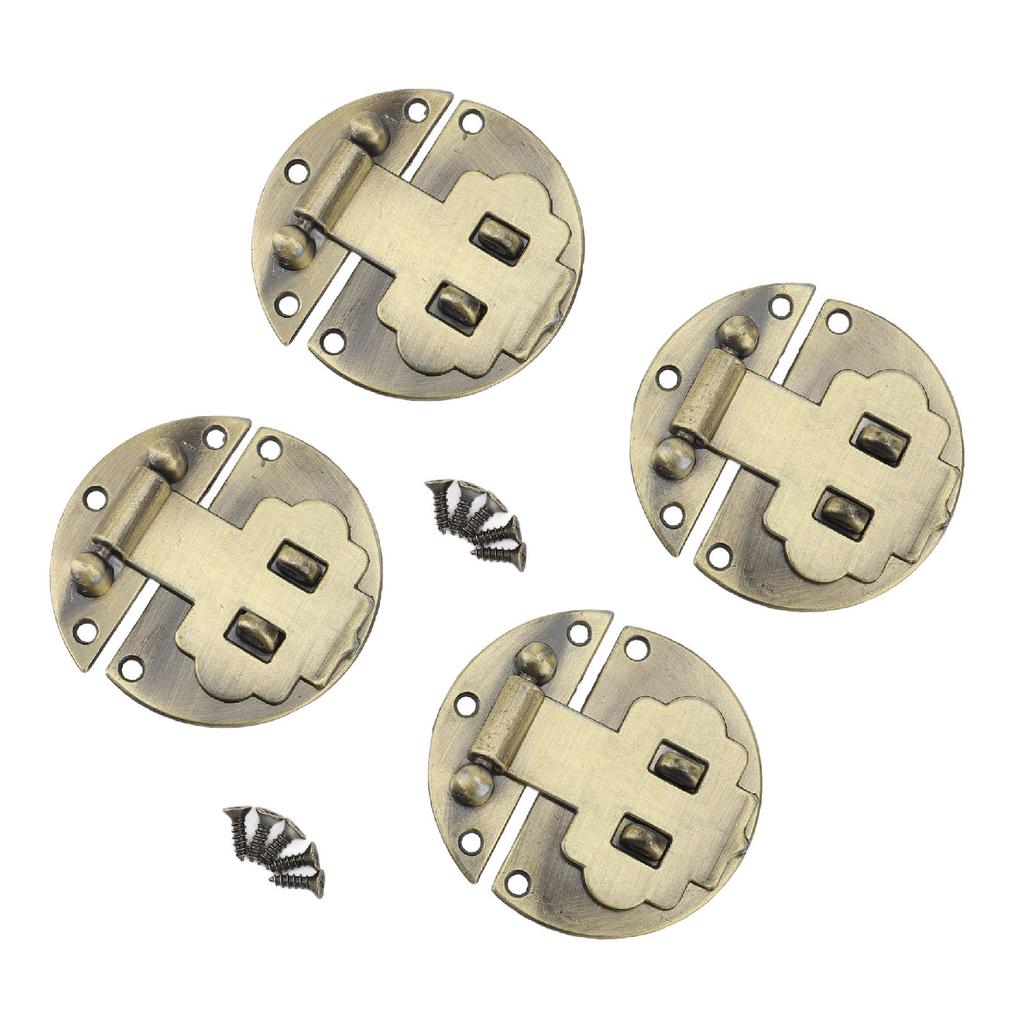 Vintage Hasp Latch Set Double Hole Circular Lock Latch for Wooden Case Jewelry Box Handicrafts