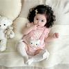 Baby Girl 2-Piece Set Thin Short Sleeve Top Overalls Cute Princess Style