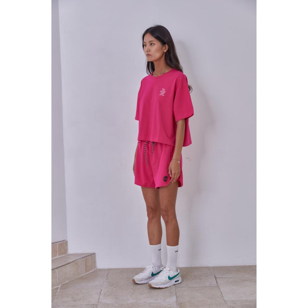THE GREEN LAB Essential Crop Short Sleeve Tee [Pink]