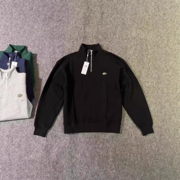 Color Block Embroidered Half-Zip Hoodie - Cotton Style with Stand Collar