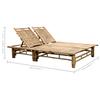 2 Person Sun Lounger with Cushions Bamboo