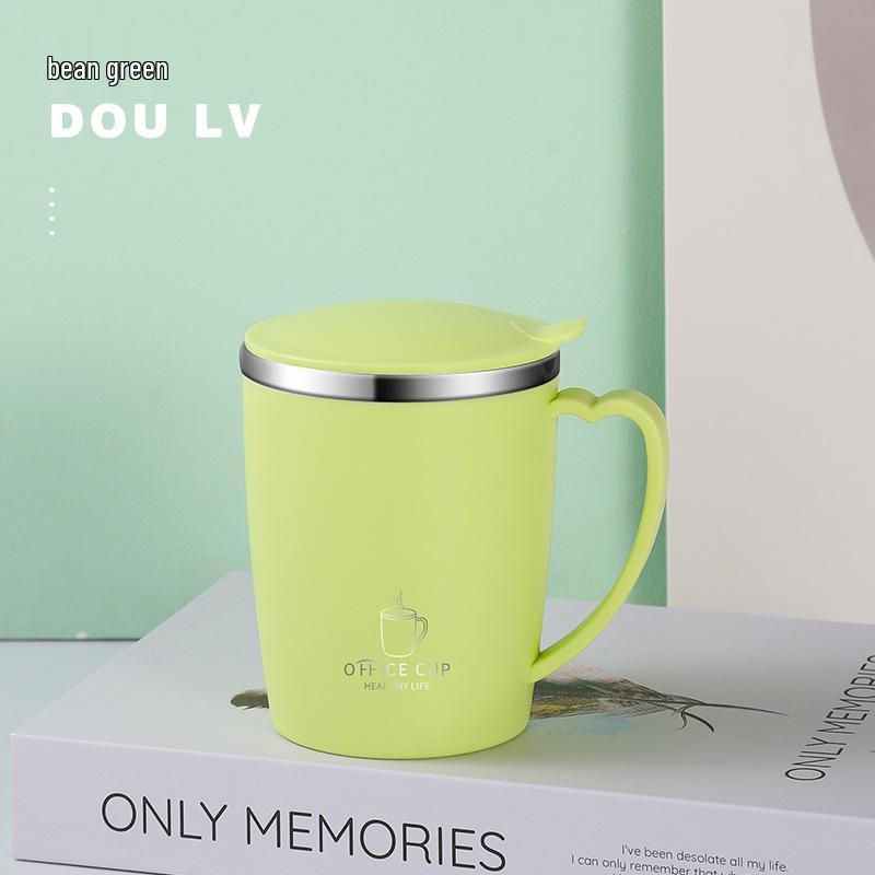 Isolierter Kaffeebecher aus 304 Edelstahl mit Deckel - Doppelschichtig, tragbar, farbiger Becher für Büro- oder Außengebrauch.