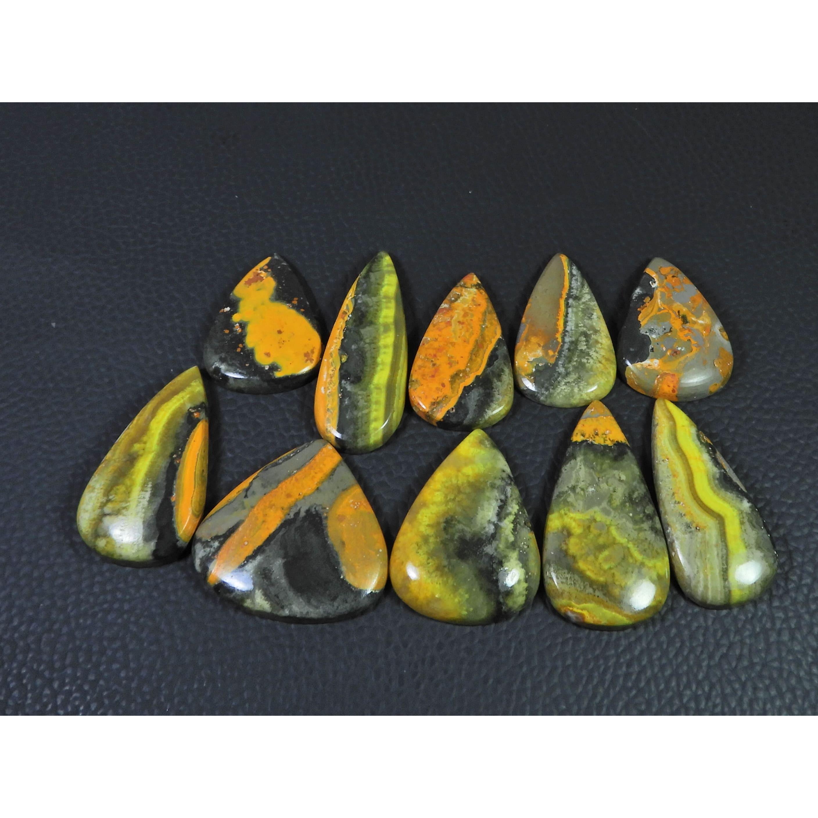 288Cts. Natural Bumble Bee Jasper Pear Cabochon Loose Gemstone 10Pcs Lot C-2262