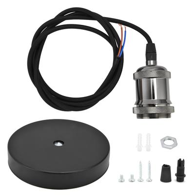 1.5m Plug In Pendant Light Cord Kit Black Vintage Lamp Socket Kit for Home DIY Light Fixtures