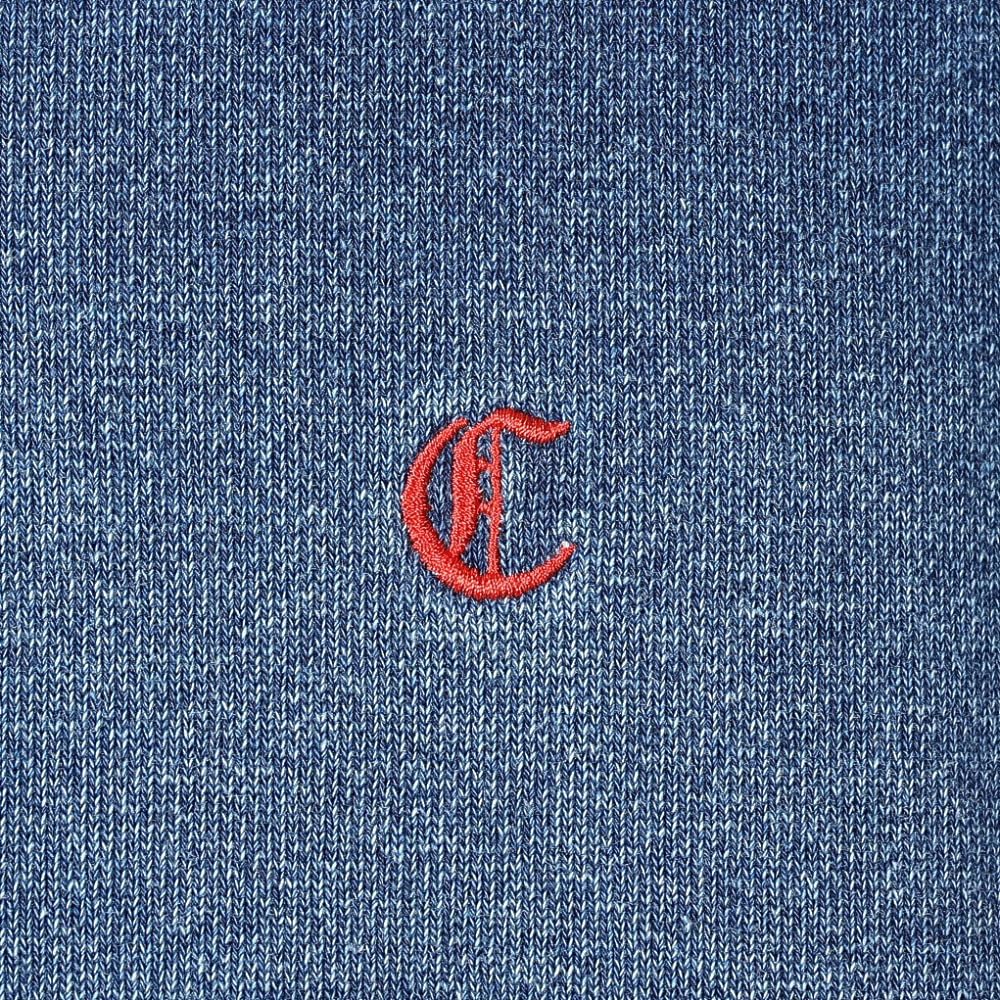 Krátká raglánová mikina s poloviční zipem, sepraná modrá [Champion], rukáv, 100% bavlna, fleece, výšivka, džínovina, rukáv, mikina, pánská volnočasová