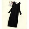 Women's Stretchy Knitting Sweater Dress Autumn Winter V-neck Ruched Long Sleeve Skinny Split Pencil Dress Red Navy Blue Gray