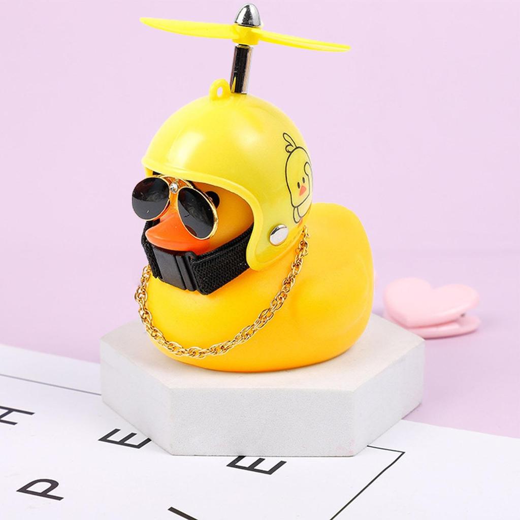 Ducks Motorcycle Captain, Dashboard Car Duck | Yellow Duck Cycling Decoration with Propeller Helmet
