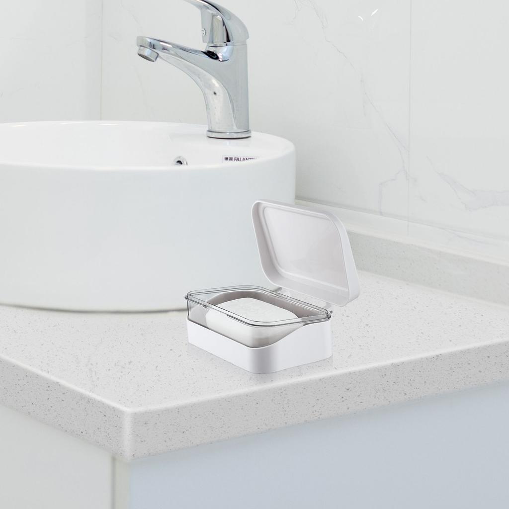 Klappdeckel Seifendose Weiß Kreatives Abtropfdesign Wasserdicht Badezimmer Küche Reise Aufbewahrungsregal Seifenbehälter