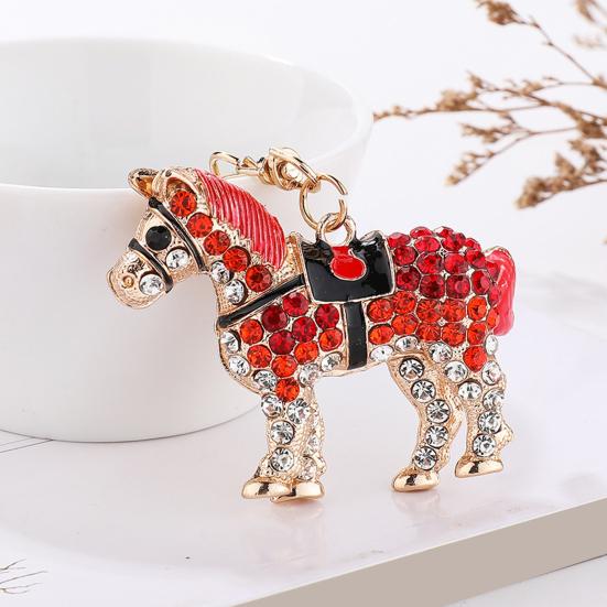 Rhinestone Horse Keychain Sparkling Animal Charm Key Chain Zinc Alloy Key Ring Pendant Handbags Wallet Accessories