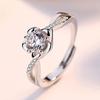 1 Carat Simulated Moissanite Floral Ring – Adjustable Zircon Open Band for Women