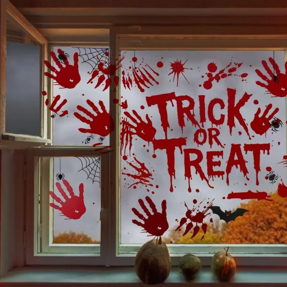 Reusable Halloween Window Stickers Scary Realistic Electrostatic Window Decals  Home Decoration