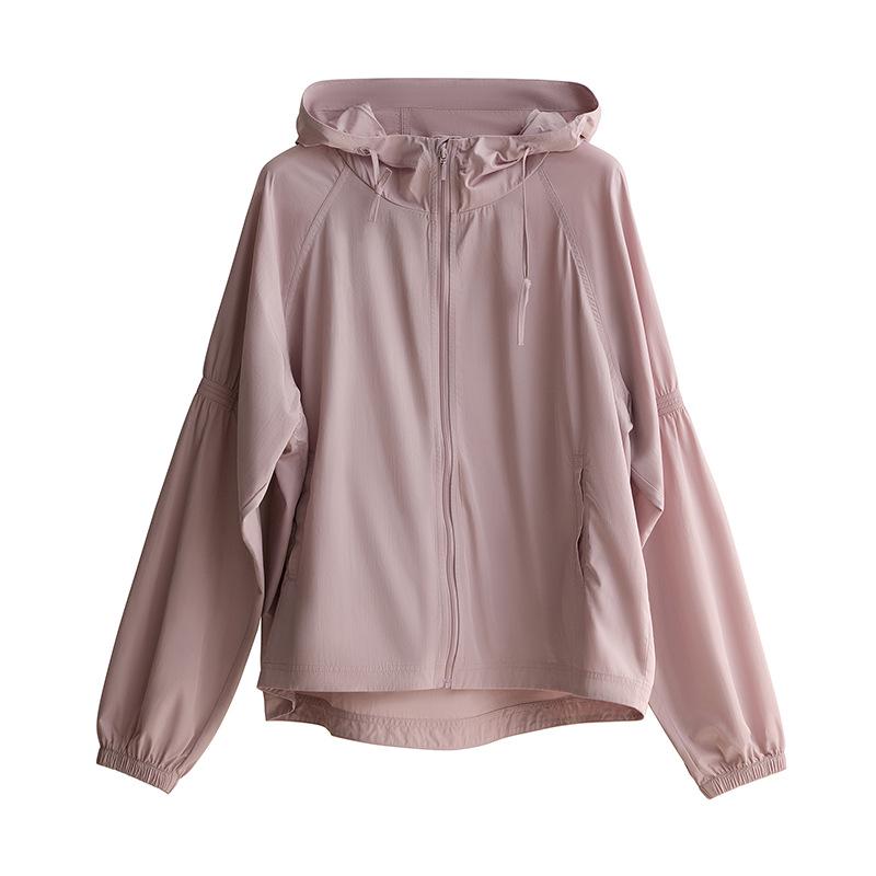 

Tangge Mulberry Silk Sun Protection Hooded Jacket - Lightweight, Breathable, Naturally Cooling, Loose Fit Sunscreen Clothing L