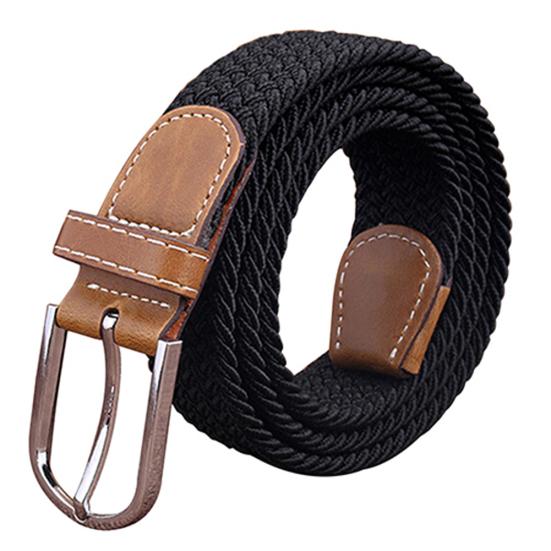 Men's Women's Canvas Plain Webbing Metal Buckle Woven Stretch Waist Belt Strap