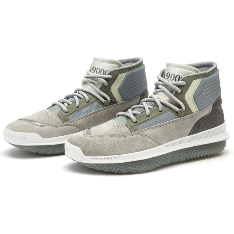 New Balance NB 9000 Pigskin Synthetic Leather Fabric Casual Mid-Top Retro Basketball Shoes Unisex sneaker Gray BB9000K1