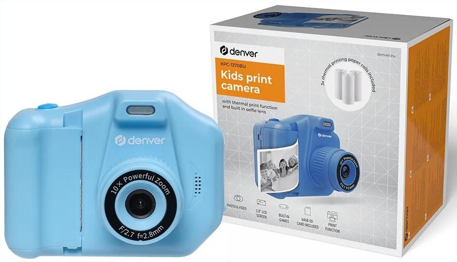 DENVER KPC-1370BU - Digitalkamera mit Thermodrucker für Kinder, blau, Denver