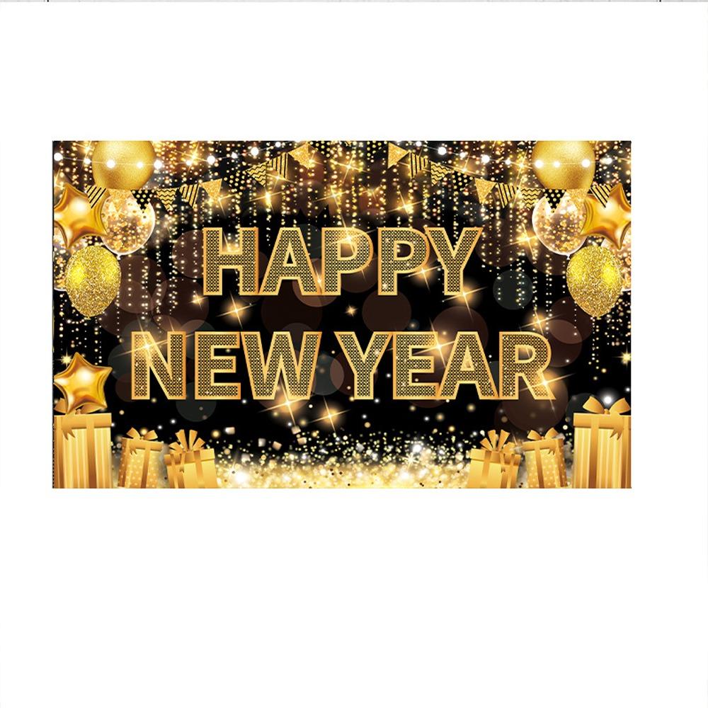 Black Gold 2026 New Year Backdrops Colorful Balloon Photo Background Party Background  Photo Studio