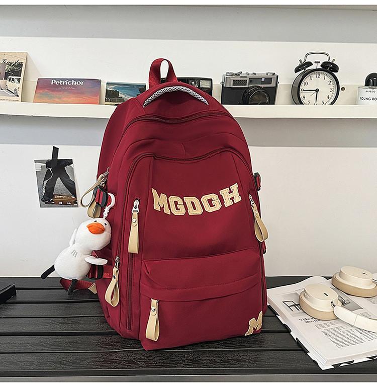 Large Capacity Student Backpack With Letter Embroidery Design For Daily School