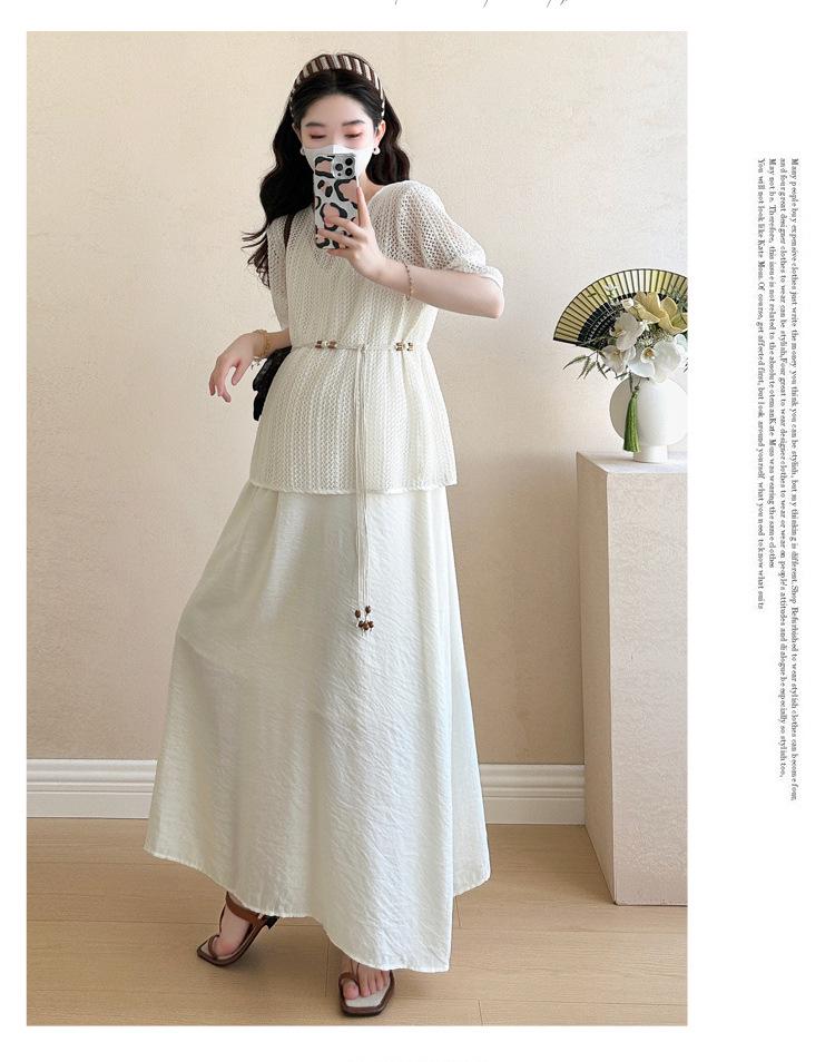 Elegant Maternity Two-Piece: Blouse Top & Camisole Dress - Summer Style 2026
