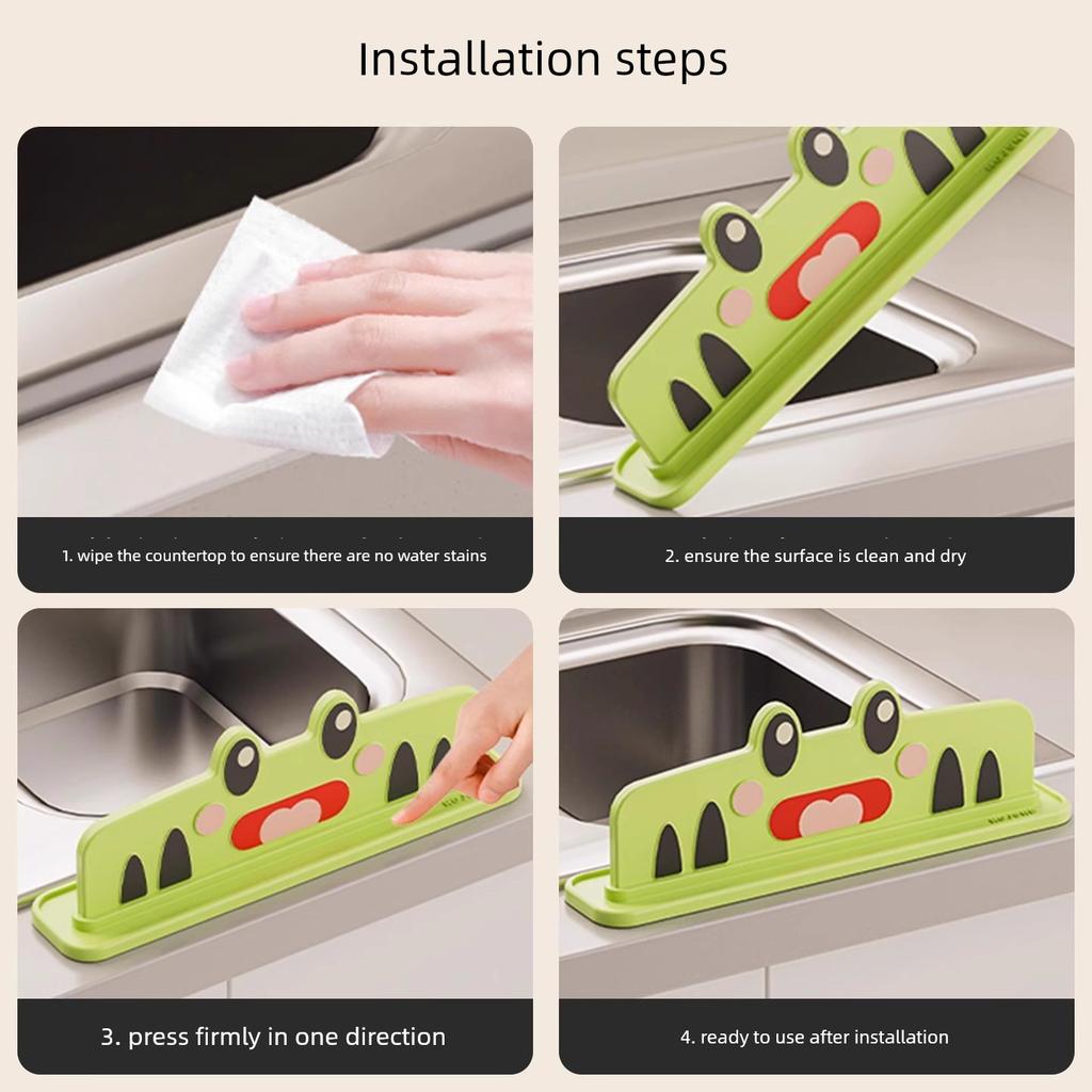 Eva Frog-Shaped Water Barrier for Kitchen Sink, Splash Guard for Countertop, Washbasin, and Handwashing Sink