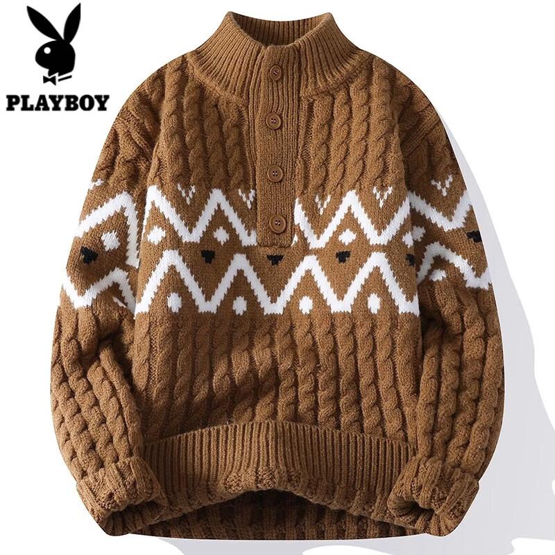 Playboy Men's Warm Half-High Collar Pullover Sweater