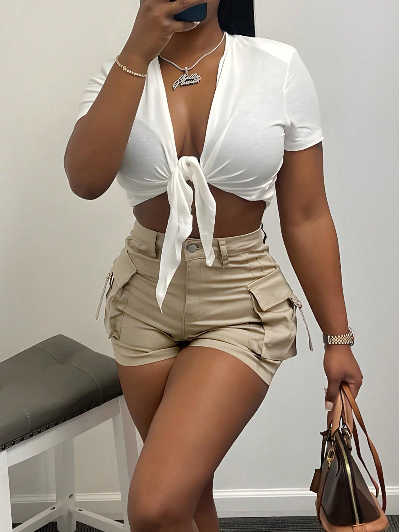 Rose Beauty A женские облегающие шорты Rave Y2K с эластичной резинкой сзади — фото 5