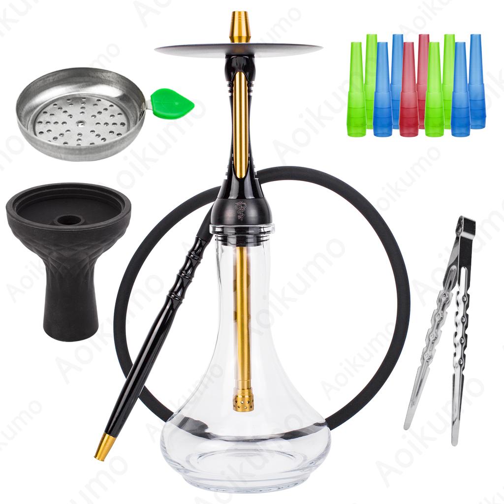 Alpahs Hookah Model S Stoving Paint Shisha with Glass Base Shisha Bowl Charcoal Holder Disposable Mouthpiece Hookah Accessorie