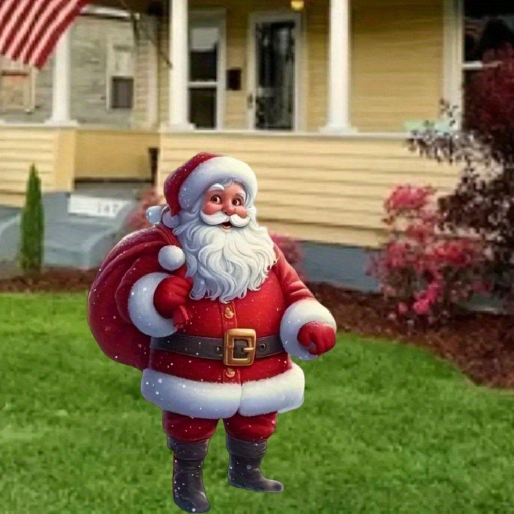 Morsom Akryl Julenisse Jordspyd Slitesterk Julepynt Hagepynt Vanntett Julenissestatue