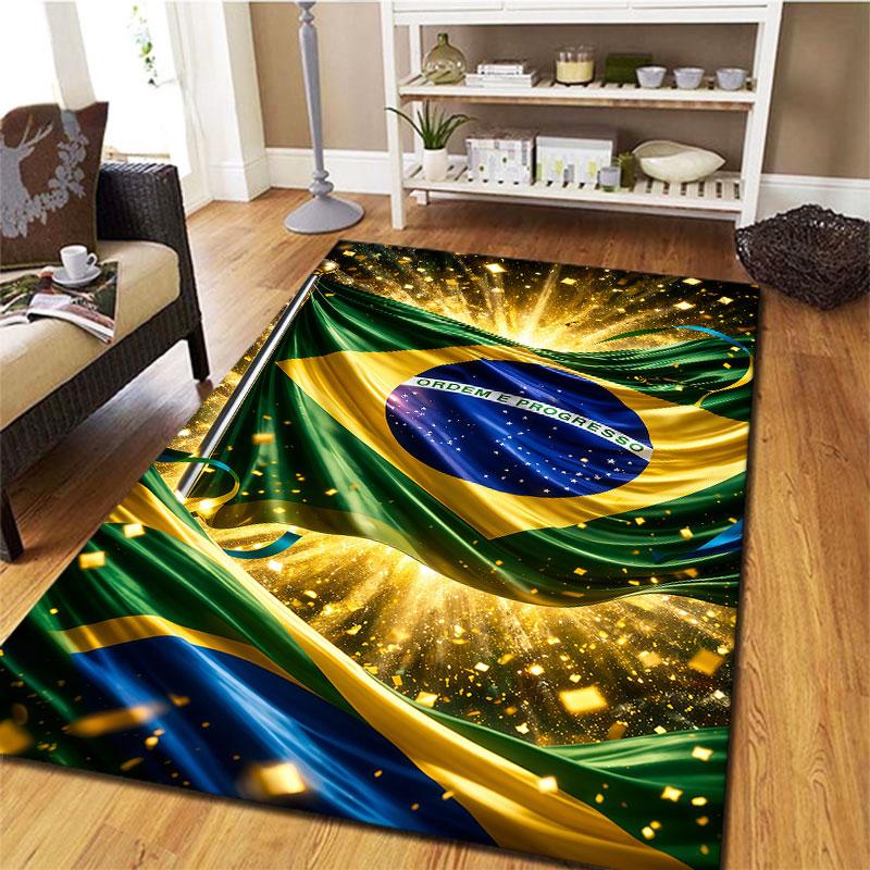 Brazil National Football Team Carpet Rug for Living Room Bedroom Home Sofa Decoration,Kids play Non-slip Floor Mat