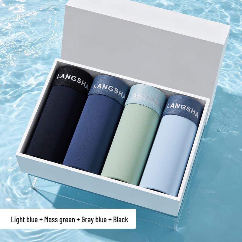 Langsha Men s Ice Silk Seamless Boxer Briefs 4-Pack