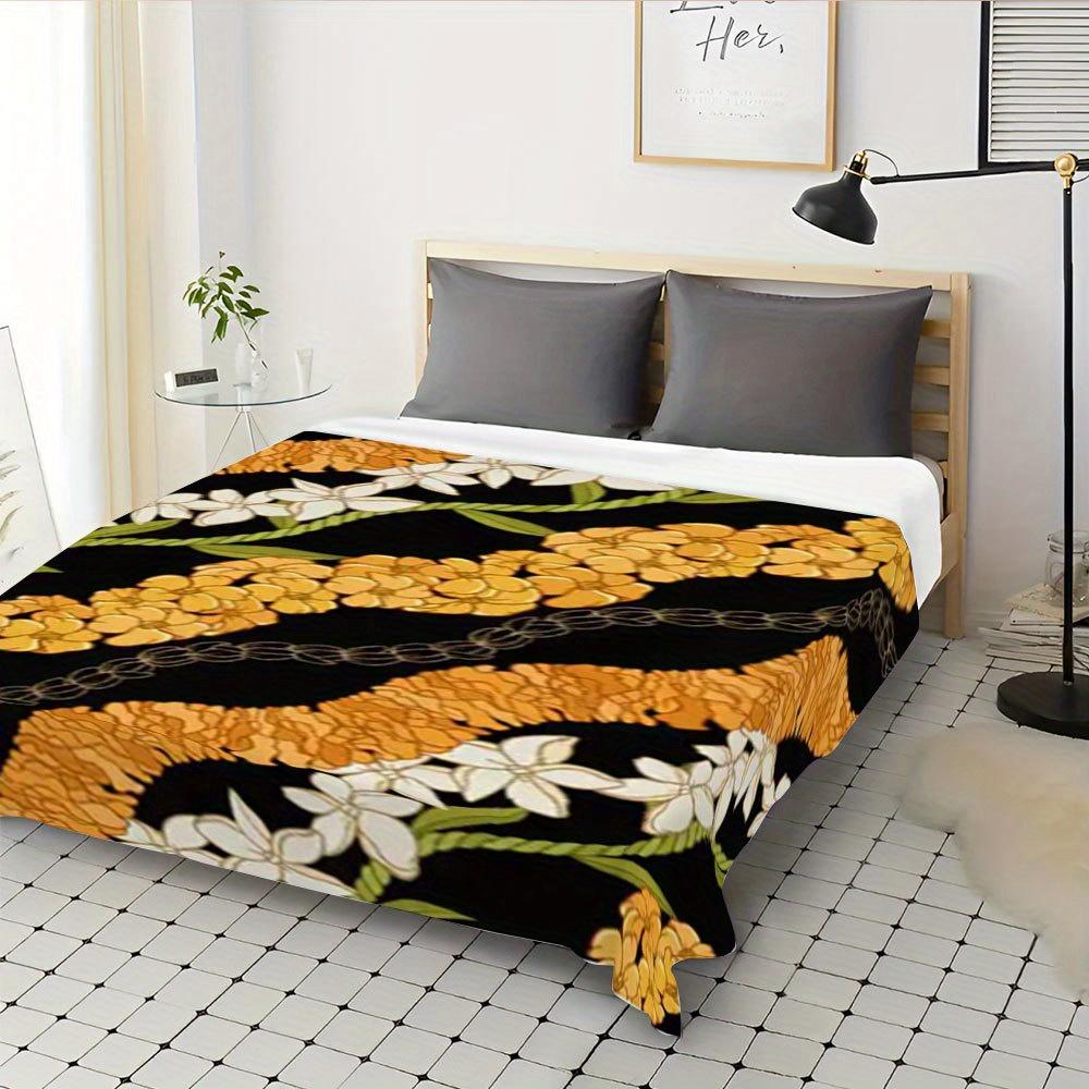 Hawaiian Floral Ultra-Soft HD Polyester Printed Soft Blanket for Home, Office, Travel, Outdoor, Air Conditioning