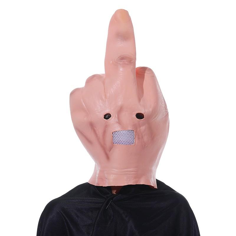 Middle Finger Halloween Latex Mask Party DJ Performance Prank Prop