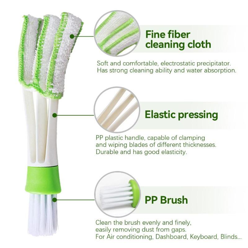 Multifunction Car Air Vent Cleaner Mini Double-end Micro Fiber Vent Duster Removable Cloth Cover Portable Cleaning Brush For Car