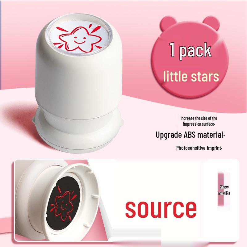 Kinder-Cartoon-Belohnungsstempel für Lehrer: Kleines Rotes Blumendesign zur Hausaufgabenkorrektur im Kindergarten & in der Grundschule