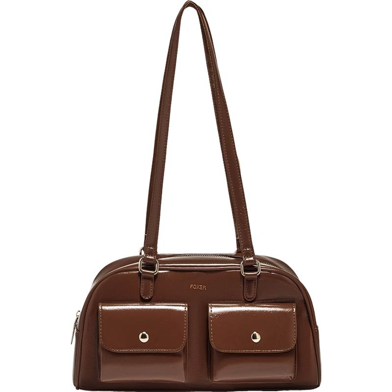 

FOXER PU Leather Women s Shoulder Bag 2026 Spring Summer Fashion Handbag Commuter Lady s Underarm Bag with Double Pocket