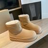 Thick-soled non-slip rubber outsole snow boots women's winter 2025 new leather versatile velvet thermal short boots