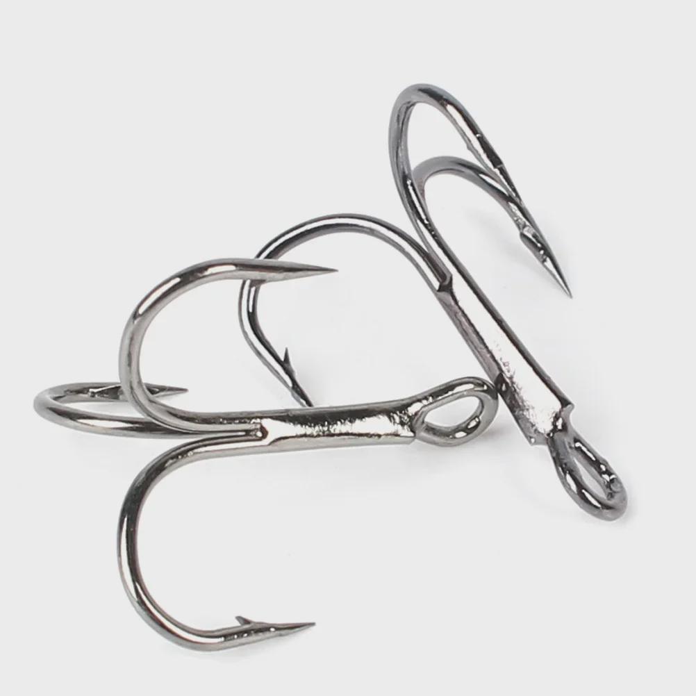 100 Angelhaken mit Widerhaken aus Kohlenstoffstahl: Dreiarmige Anker in einer Box