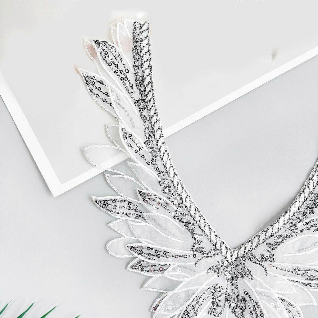 Professionelle Engelsschwingen-Stickerei Abnehmbarer Kragen Doppellagige Organza-Halsverzierung Für Tägliche Outfits Mehrfarbig
