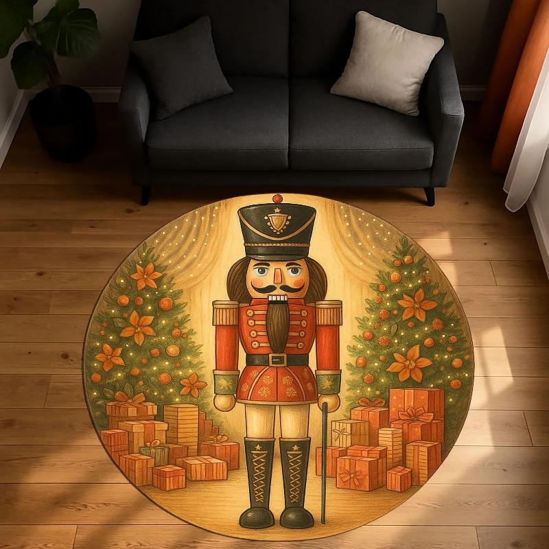 Nutcracker Round Carpet Classic Christmas Round Carpet Round Mats Vintage Holiday Ballet Round Rugs Festive Living Room Decor