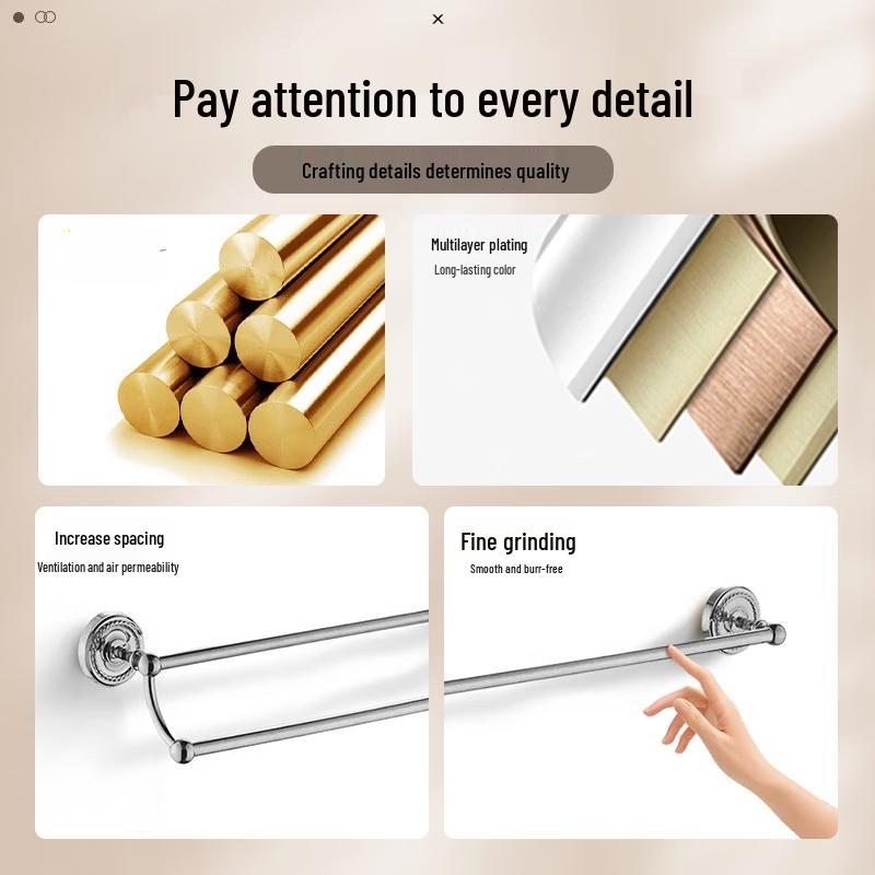 Copper Alloy Silver Towel Rack with Hook